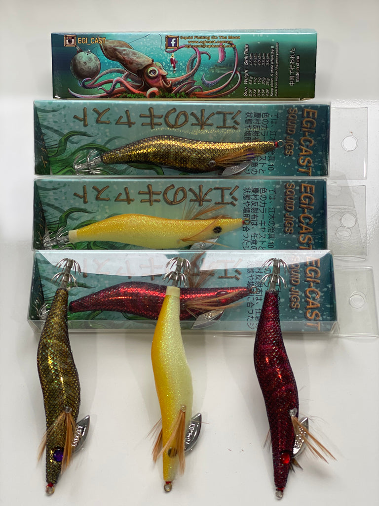3 X EGI-CAST SQUID JIGS IN IN SIZE 3.0 FREE DELIVERY